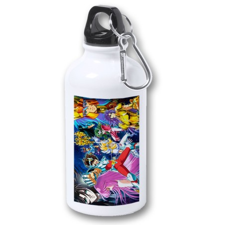 BIDON 400ML METALICO CABALLEROS DEL ZODIACO ANIME para viaje y deporte