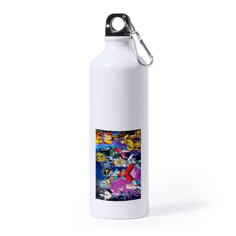 BIDON GRANDE 800 ML ACERO INOXIDABLE CABALLEROS DEL ZODIACO ANIME deporte deportivo mosqueton botella