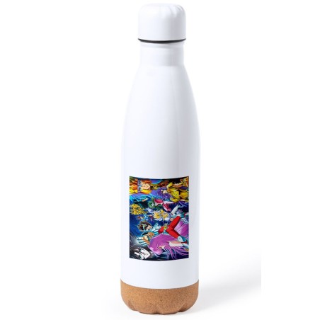 BIDON 750 ML ACERO INOXIDABLE ADORNO DE CORCHO CABALLEROS DEL ZODIACO ANIME tapon botella