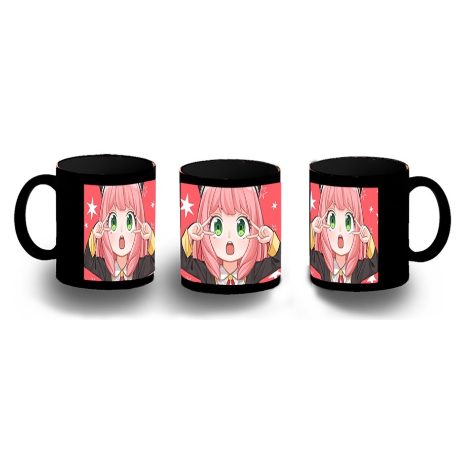 TAZA COMPLETAMENTE NEGRA spy x family niña anya kawaii cute mona personalizada