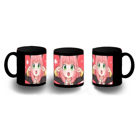 TAZA COMPLETAMENTE NEGRA spy x family niña anya kawaii cute mona personalizada