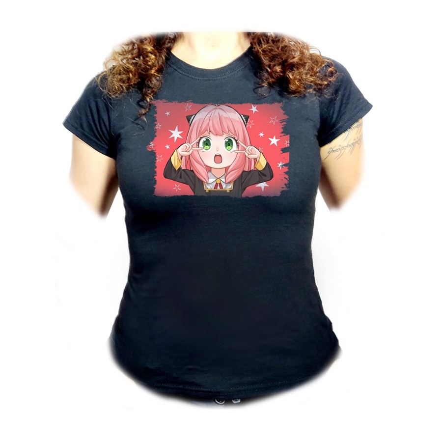 CAMISETA NEGRA MUJER spy x family niña anya kawaii cute mona oferta personalizada