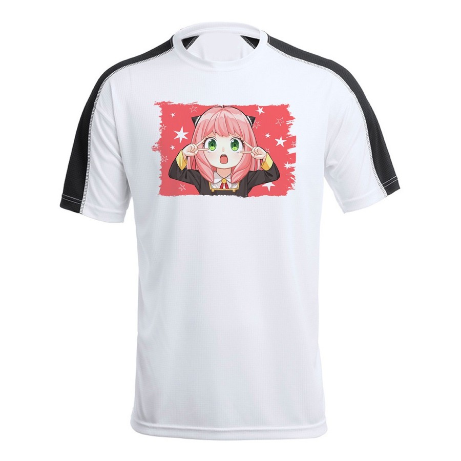 CAMISETA TÉCNICA FRANJA MANGAS NEGRA spy x family niña anya kawaii cute mona personalizada