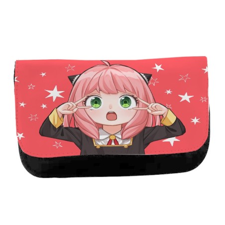 ESTUCHE NECESER DE LONA spy x family niña anya kawaii cute mona unisex negro monedero billetera