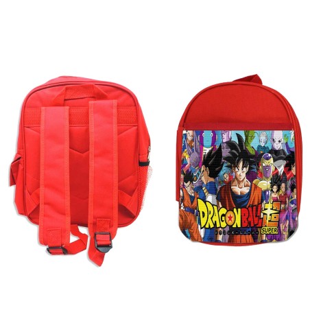 MOCHILA ROJA DRAGON BALL SUPER GOKU ANIME escolar personalizado