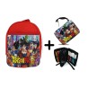 PACK MOCHILA ROJA Y ESTUCHE DRAGON BALL SUPER GOKU ANIME material escolar