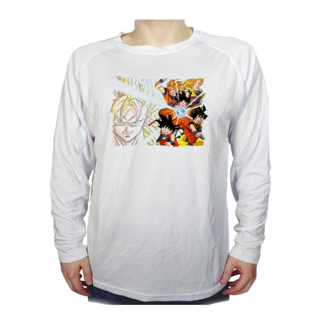 CAMISETA MANGA LARGA SON GOKU DRAGON BALL SUPER SAIJAJIN TRASFORMACIONES personalizada