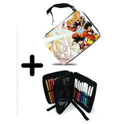 PACK MOCHILA Y ESTUCHE SON GOKU DRAGON BALL SUPER SAIJAJIN TRASFORMACIONES material escolar