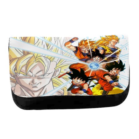 ESTUCHE NECESER DE LONA SON GOKU DRAGON BALL SUPER SAIJAJIN TRASFORMACIONES unisex negro monedero billetera