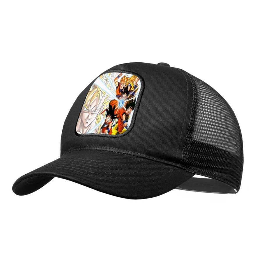 GORRA NEGRA CON REJILLA SON GOKU DRAGON BALL SUPER SAIJAJIN TRASFORMACIONES moda deporte