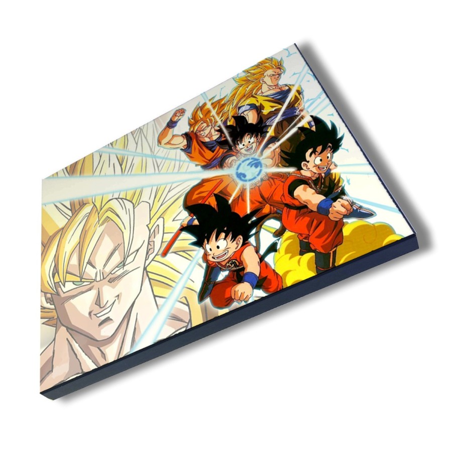 PANEL FOTOGRÁFICO DECORATIVO SON GOKU DRAGON BALL SUPER SAIJAJIN TRASFORMACIONES cuadro acabado brillante elegante pared