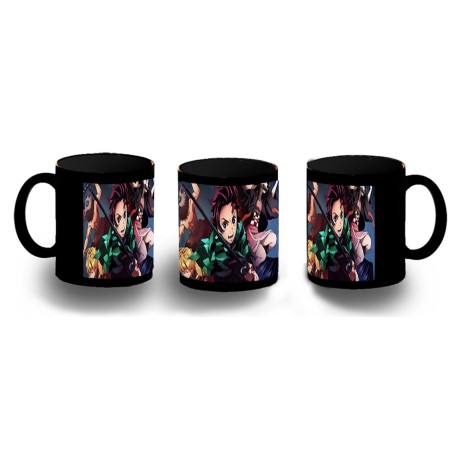 TAZA COMPLETAMENTE NEGRA DEMON SLAYER ACCION PERSONAJES personalizada