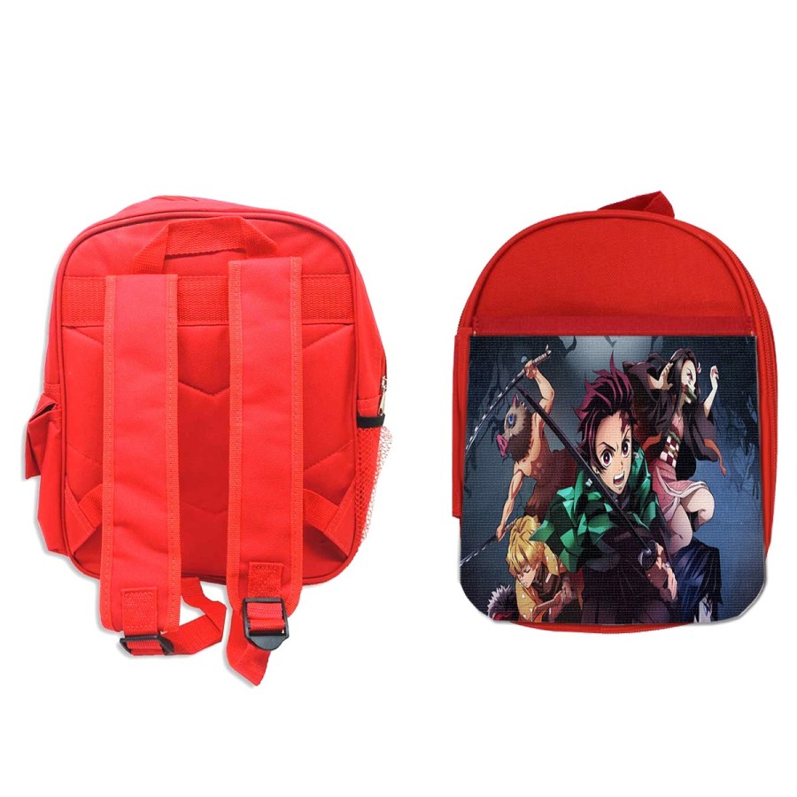 MOCHILA ROJA DEMON SLAYER ACCION PERSONAJES escolar personalizado