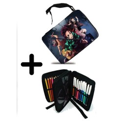 PACK MOCHILA Y ESTUCHE DEMON SLAYER ACCION PERSONAJES material escolar