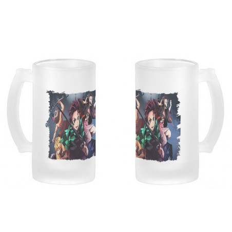 JARRA CERVEZA CRISTAL DEMON SLAYER ACCION PERSONAJES esmerilada esmerilado 500ml