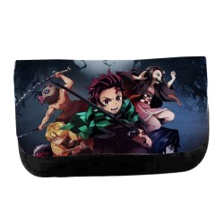 ESTUCHE NECESER DE LONA DEMON SLAYER ACCION PERSONAJES unisex negro monedero billetera