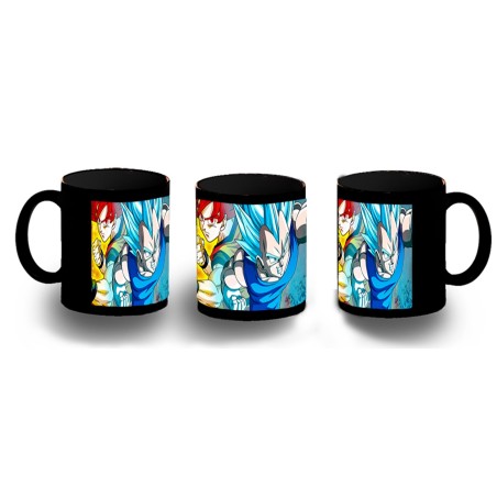 TAZA COMPLETAMENTE NEGRA DRAGON BALL SUPER GODS SSJ personalizada