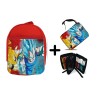 PACK MOCHILA ROJA Y ESTUCHE DRAGON BALL SUPER GODS SSJ material escolar