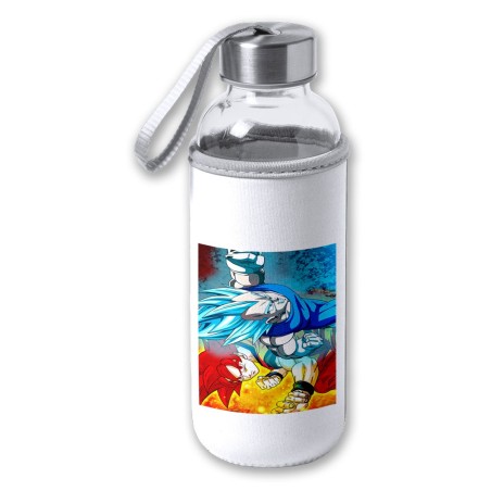 BIDON DE 420 ML CON FUNDA DE NEOPRENO DRAGON BALL SUPER GODS SSJ tapon seguridad