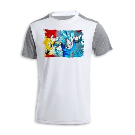 CAMISETA DISEÑO BICOLOR DRAGON BALL SUPER GODS SSJ personalizada