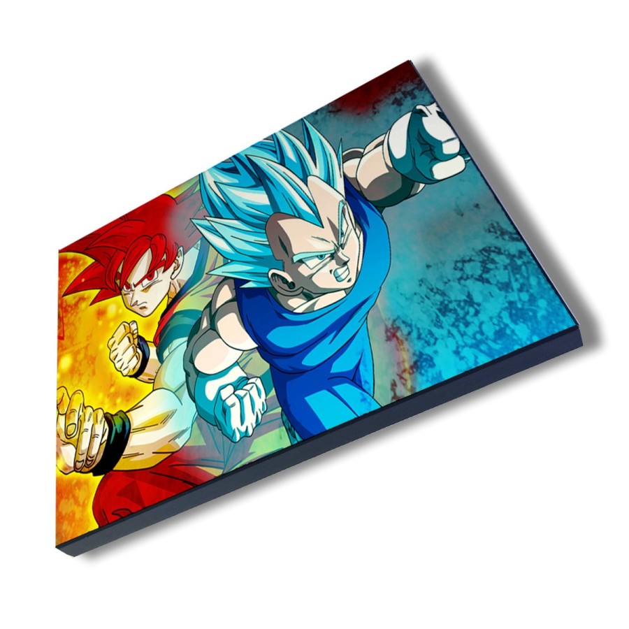 PANEL FOTOGRÁFICO DECORATIVO DRAGON BALL SUPER GODS SSJ cuadro acabado brillante elegante pared