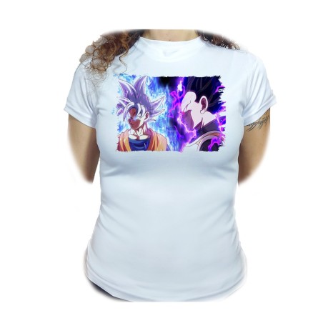 CAMISETA MUJER dragon ball super goku vegeta mega instinto moda personalizada