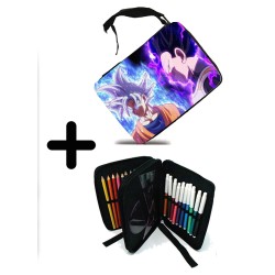 PACK MOCHILA Y ESTUCHE dragon ball super goku vegeta mega instinto material escolar