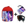 PACK MOCHILA ROJA Y ESTUCHE dragon ball super goku vegeta mega instinto material escolar