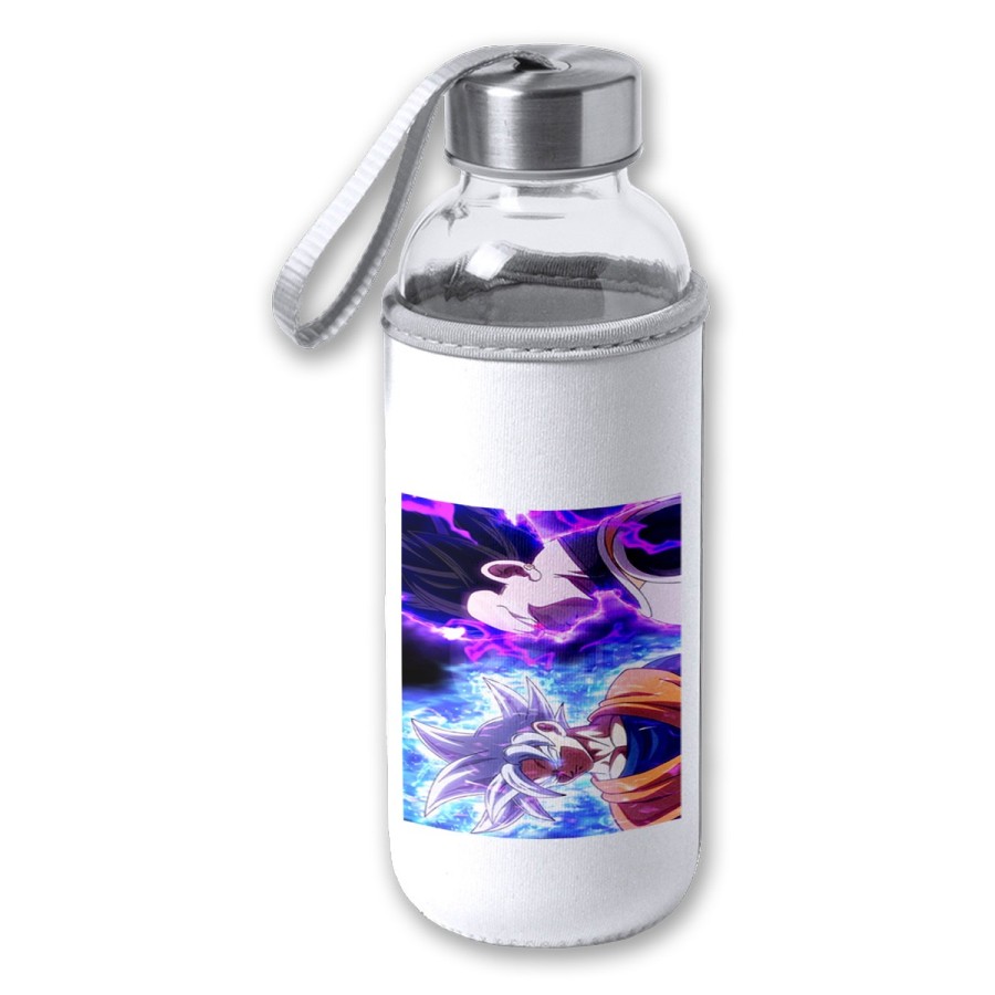 BIDON DE 420 ML CON FUNDA DE NEOPRENO dragon ball super goku vegeta mega instinto tapon seguridad