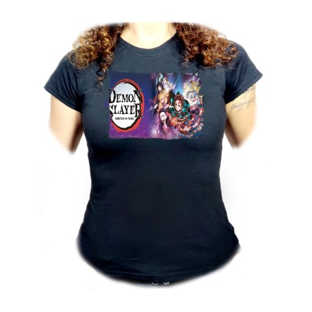 CAMISETA NEGRA MUJER kimetsu no yaiba demon slayers guardianes oferta personalizada
