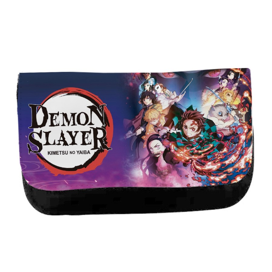 ESTUCHE NECESER DE LONA kimetsu no yaiba demon slayers guardianes unisex negro monedero billetera