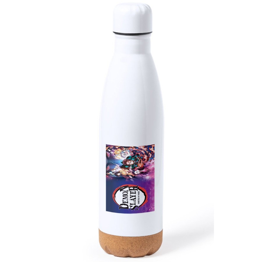 BIDON 750 ML ACERO INOXIDABLE ADORNO DE CORCHO kimetsu no yaiba demon slayers guardianes tapon botella