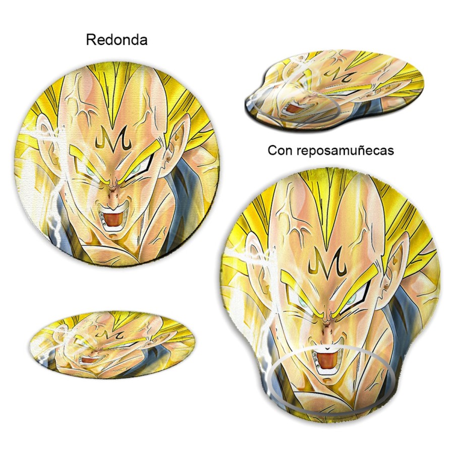 ALFOMBRILLA REDONDEADA DBZ MAJIN VEGETA SSJ2 FURIOSO curva curvada reposamuñecas pc raton