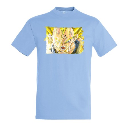 CAMISETA AZUL CIELO DBZ MAJIN VEGETA SSJ2 FURIOSO moda verano personalizada