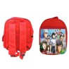 PACK MOCHILA ROJA Y ESTUCHE OLIVER Y BENJI PERSONAJES SERIE DIBUJOS material escolar