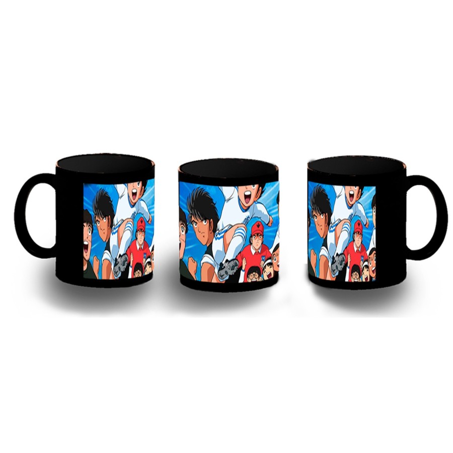 TAZA COMPLETAMENTE NEGRA campeones oliver y benji serie dibujos personalizada