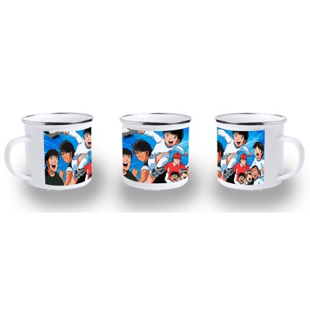 TAZA METALICA campeones oliver y benji serie dibujos metal personalizada