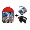 PACK MOCHILA ROJA Y ESTUCHE campeones oliver y benji serie dibujos material escolar