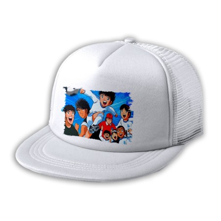 GORRA 5 PANELES REDECILLA TRASERA campeones oliver y benji serie dibujos estilo rapero