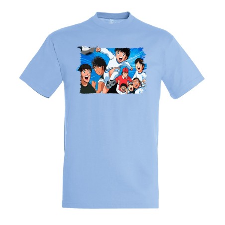 CAMISETA AZUL CIELO campeones oliver y benji serie dibujos moda verano personalizada