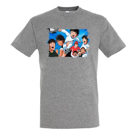 CAMISETA GRIS MEZCLA campeones oliver y benji serie dibujos moda verano personalizada