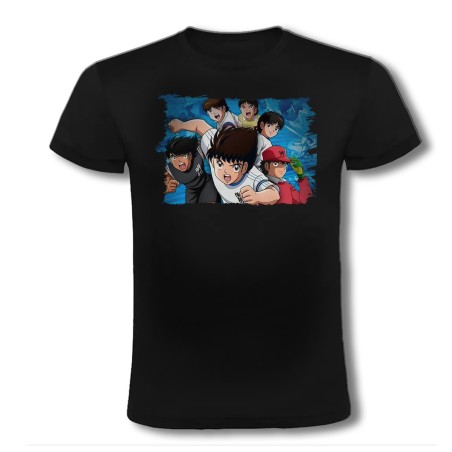 CAMISETA NEGRA Oliver y benji capitan tsubasa futbol infantil moda verano personalizada