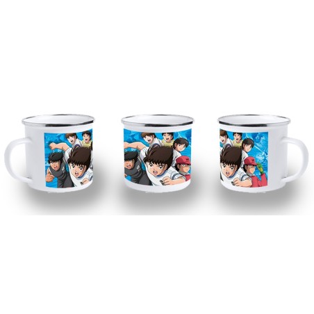 TAZA METALICA Oliver y benji capitan tsubasa futbol infantil metal personalizada