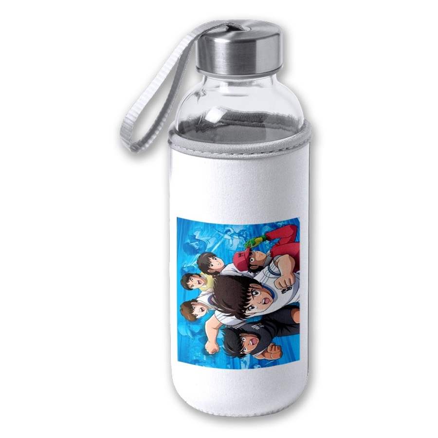 BIDON DE 420 ML CON FUNDA DE NEOPRENO Oliver y benji capitan tsubasa futbol infantil tapon seguridad