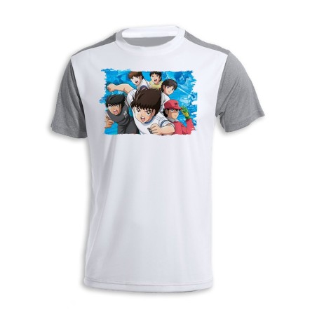 CAMISETA DISEÑO BICOLOR Oliver y benji capitan tsubasa futbol infantil personalizada
