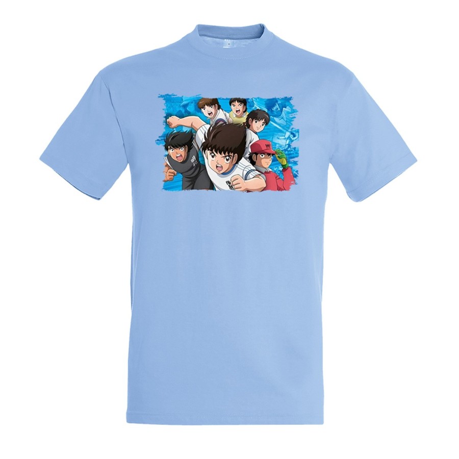 CAMISETA AZUL CIELO Oliver y benji capitan tsubasa futbol infantil moda verano personalizada