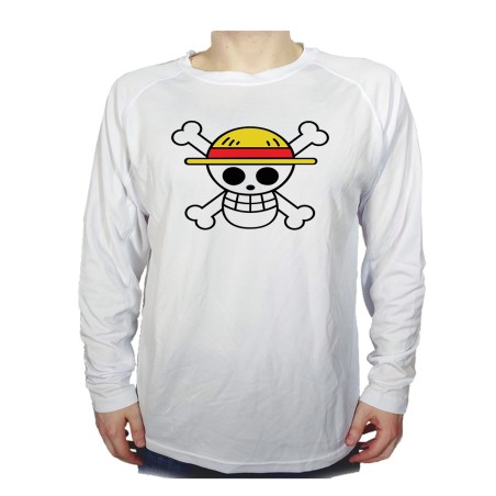 CAMISETA MANGA LARGA LOGO ONE PIECE CALAVERA PIRATAS LUFFY personalizada