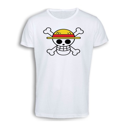 CAMISETA TACTO ALGODÓN LOGO ONE PIECE CALAVERA PIRATAS LUFFY cómoda personalizada