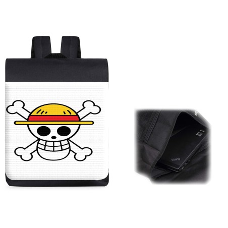 PACK MOCHILA Y ESTUCHE LOGO ONE PIECE CALAVERA PIRATAS LUFFY material escolar