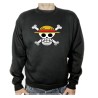 SUDADERA NEGRA LOGO ONE PIECE CALAVERA PIRATAS LUFFY adulto poliester algodón personalizada